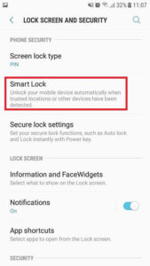 Smart Lock Android app option. 