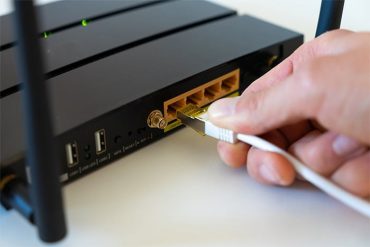 an image with LAN cable connected to router