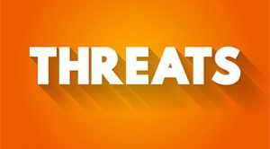 an image with Threats written on orange background