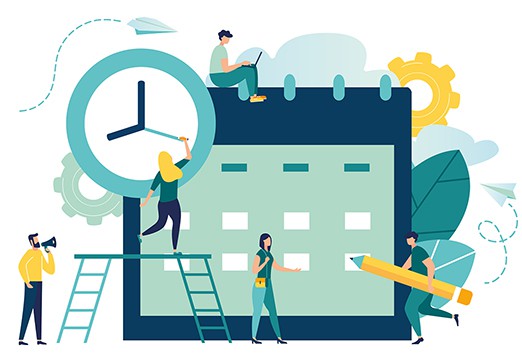 an image with people make schedules. vector illustration 