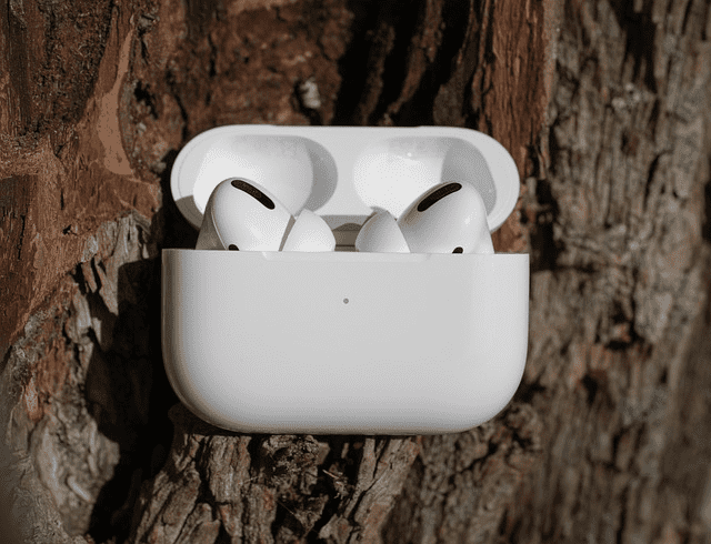 The AirPods case is small and portable.