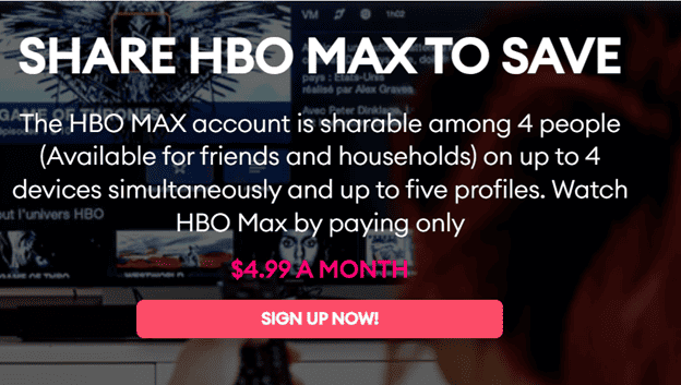 share HBO Max to save
